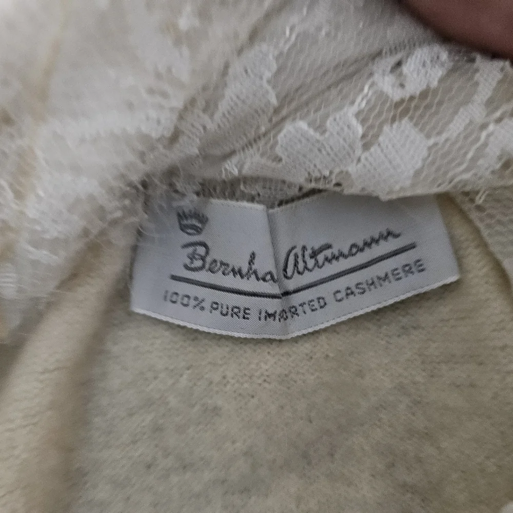 VTG 1950s Berhma Altmann 100% Cashmere And Arctic Fox Collar Sweater Medium? - Picture 7 of 8